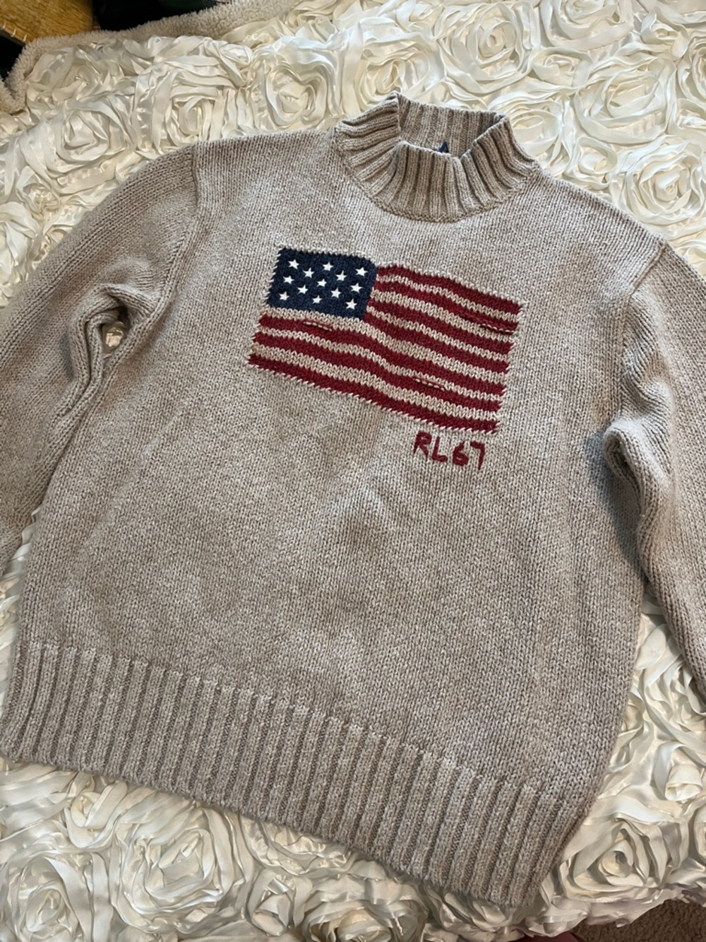 Ralph Lauren RL 67 Flag Mock Neck Sweater